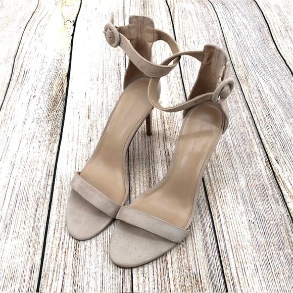 Banana Republic Women's Size 10 M Tan‎ Suede Ankle Strap Stiletto Heels - Picture 2 of 9